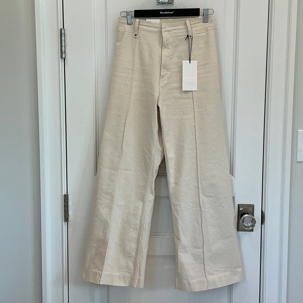 New Zara Cream Wide-Leg Trousers